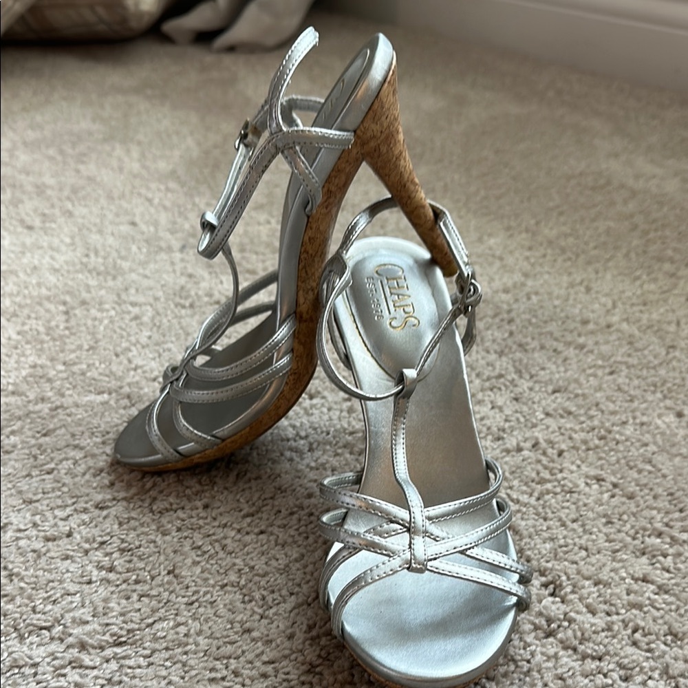 Chaps Silver Strappy Women's Heels